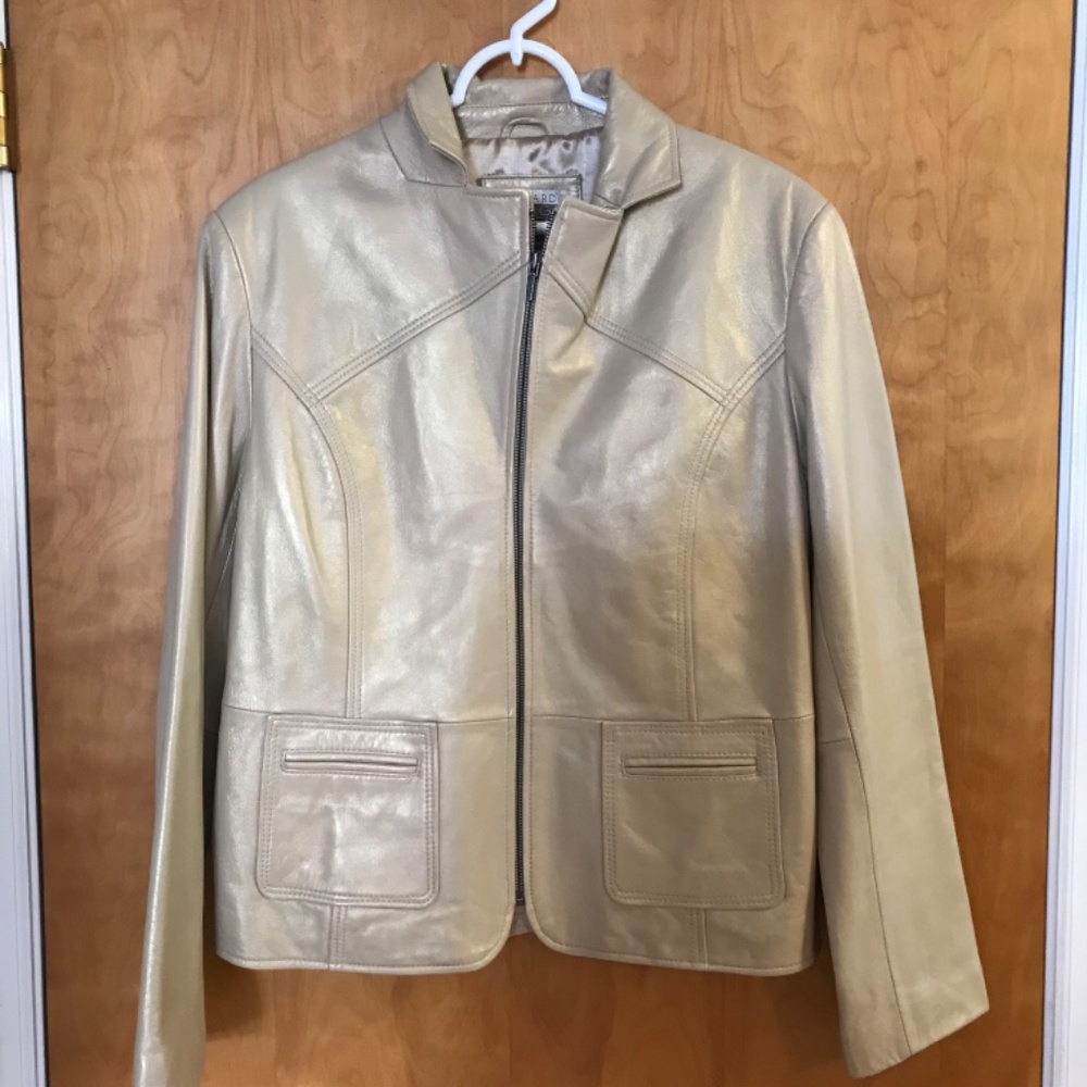 Bernardo Design Women’s Gold Leather Jacket Size XL
